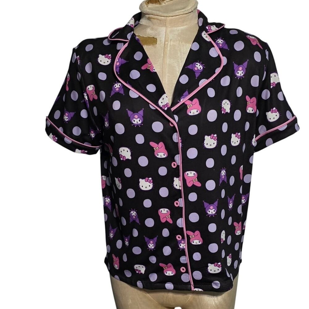 Bioworld Hello Kitty & Friends Character Heads Polka Dot Sleep Shirt PJS NWT S
